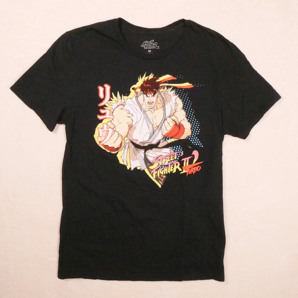 Street Fighter II' Turbo T-Shirt Size M 2 Sided 8-Bit Gamer Capcom Official